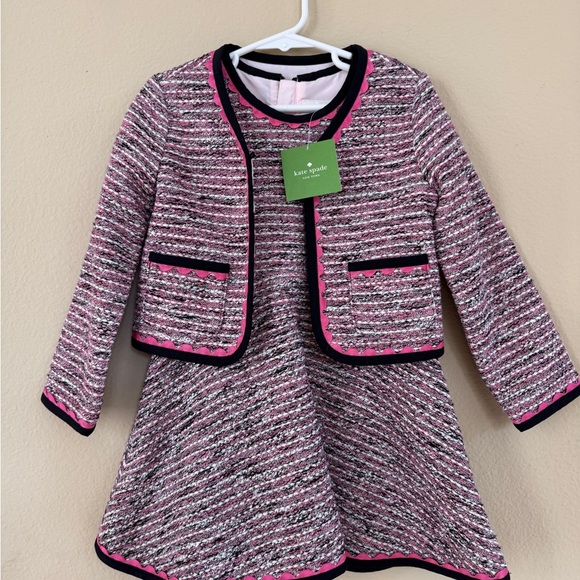 Kate Spade - Girls' Pink Tweed Jacket and Dress Set - Picture 1 of 3